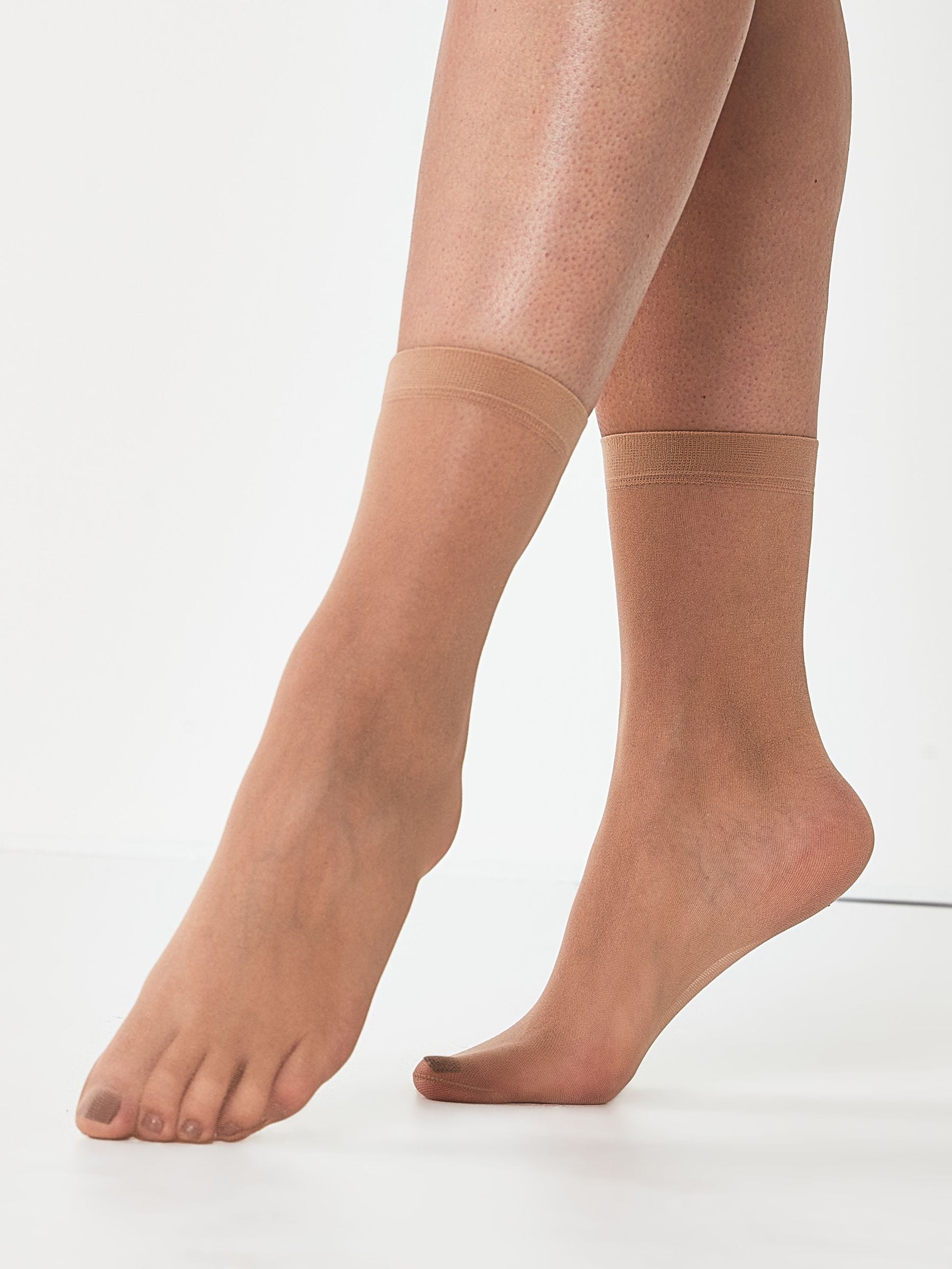 Licht beige - 5 Paar 20 denier enkelsokken