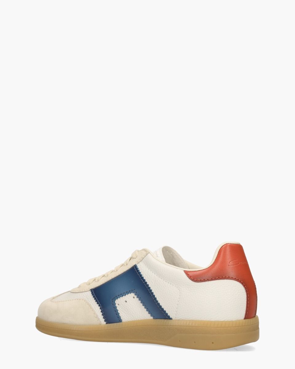 Santoni 21965 Off-White/Blauw/Rood Herensneakers