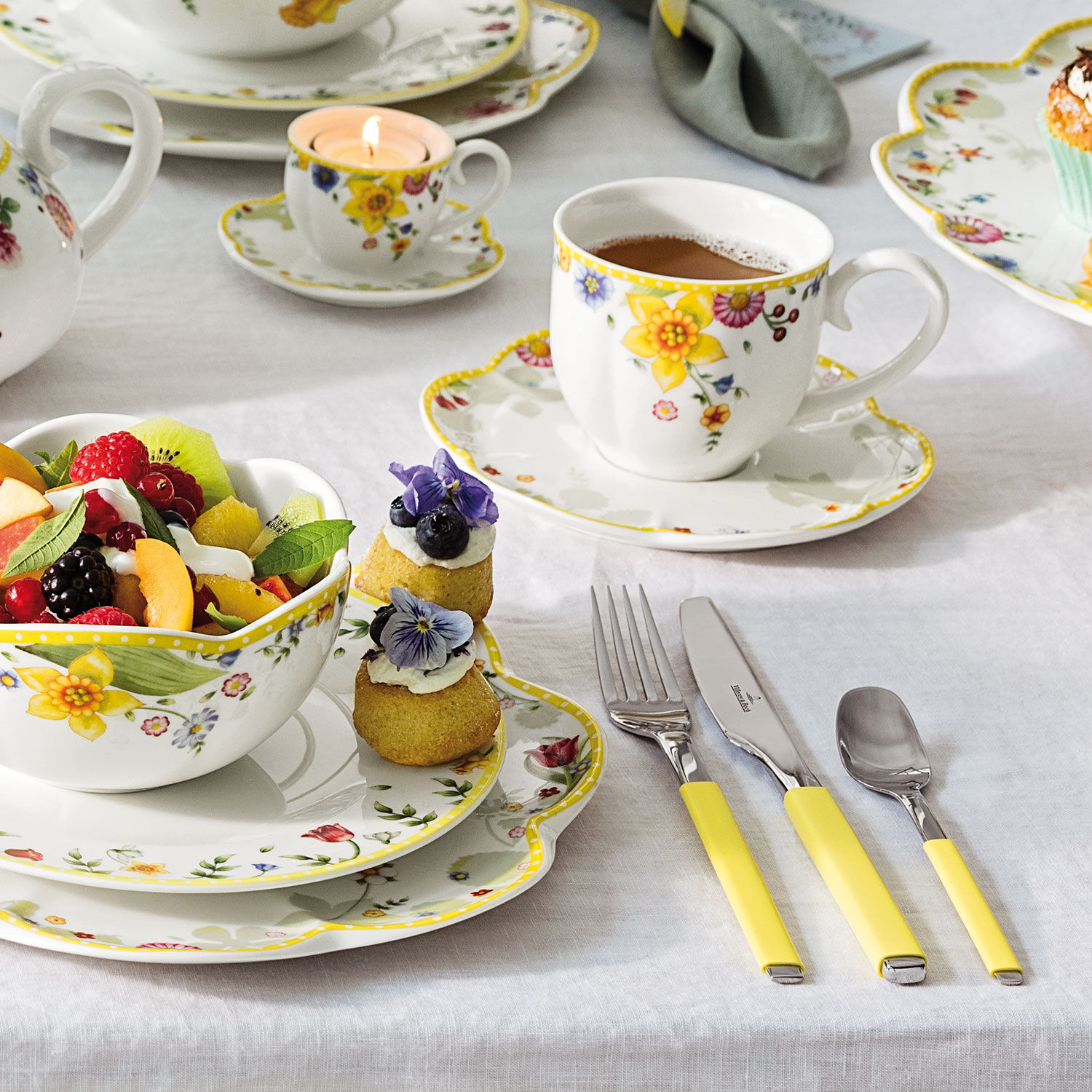 Spring Awakening Coffee cup saucer Yellow, 5.9'', Premium Porcelain