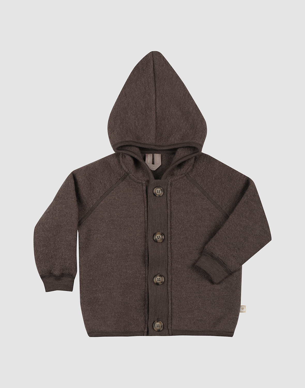 Fleecevest van merinowol voor baby's in Koffie
