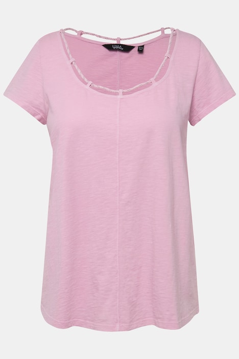 T-Shirt, Kordel, A-Linie, Rundhals, Halbarm