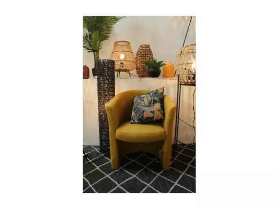 Fauteuil cabriolet en tissu jaune moutarde design contemporain - CABRI