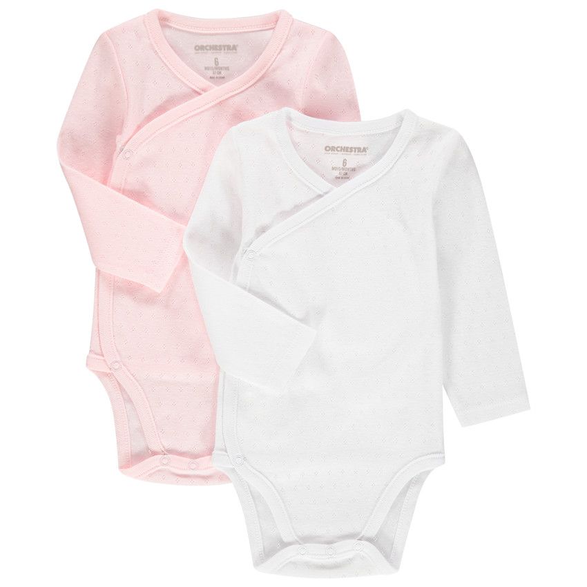 Lot de 2 bodies manches longues à micro motif jacquard - Rose