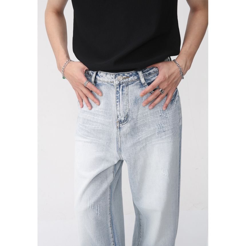 FAERIS - High Waist Washed Wide Leg Jeans