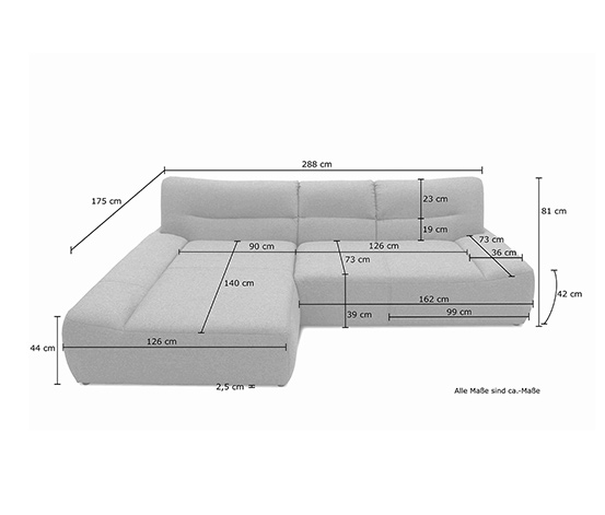 DOMO collection Ecksofa »Cesena«, links, anthrazit
