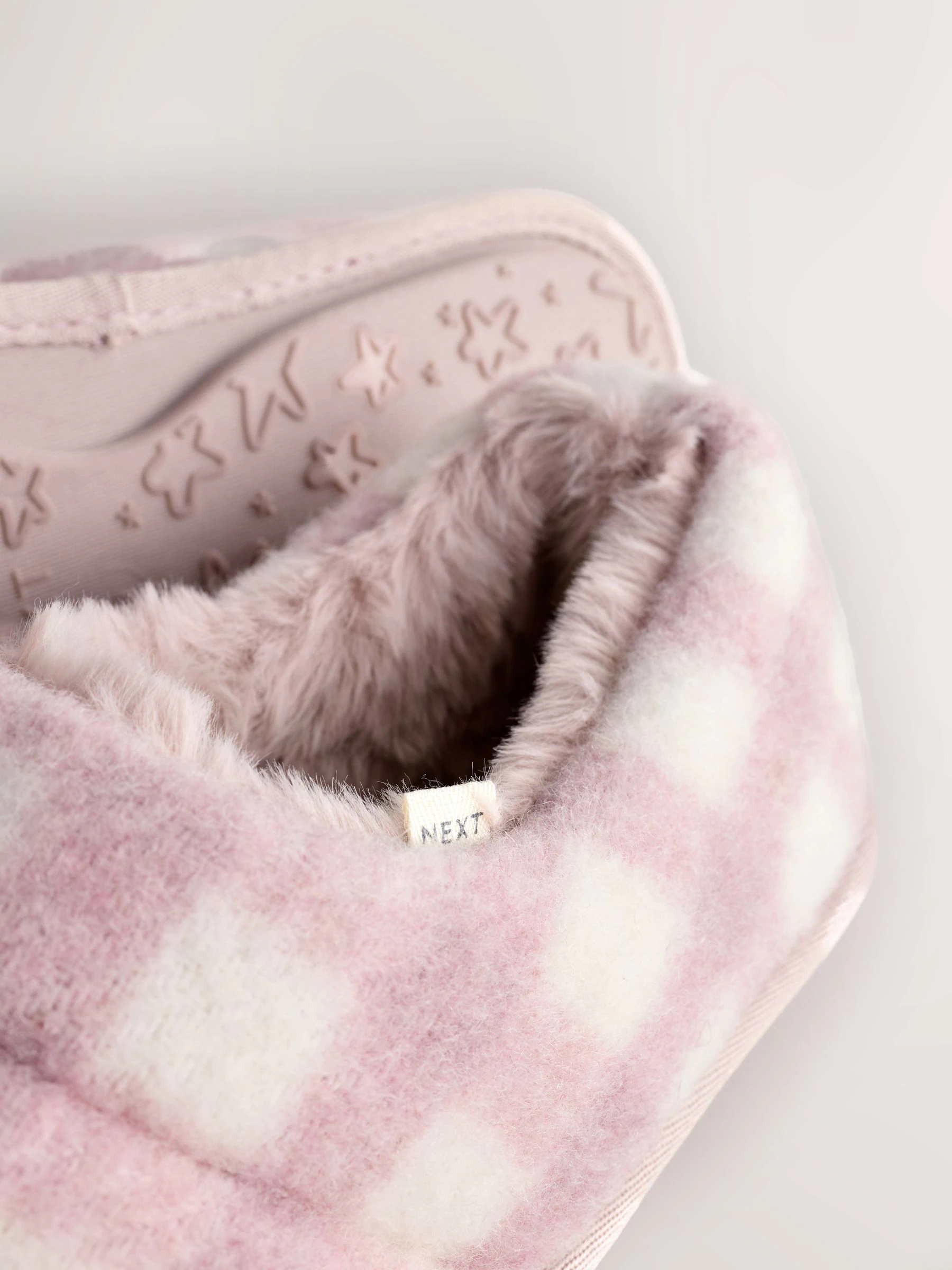 Roze geruit - Quilted Faux Fur Shoot Slippers
