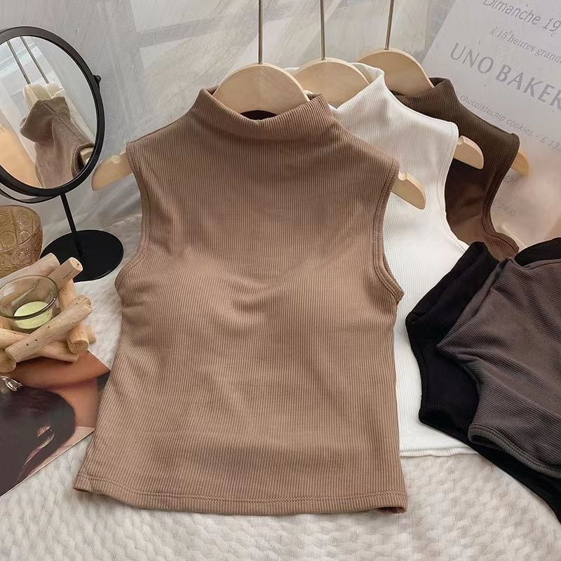 swnney - Tanktop met opstaande kraag en effen kleur