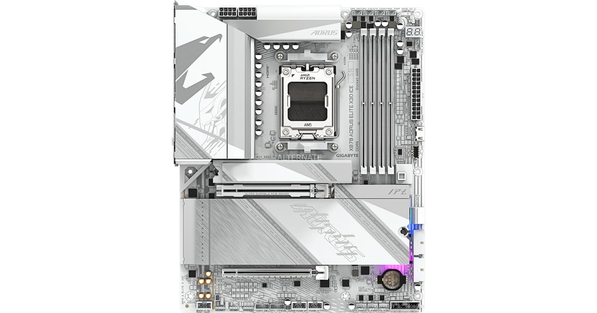 ALTERNATEUpgrade Kit X870 AORUS ELITE X3D ICE / Ryzen 5 7500X3D / 32 GB  (Zilver/wit, Moederbord, CPU, Geheugen)