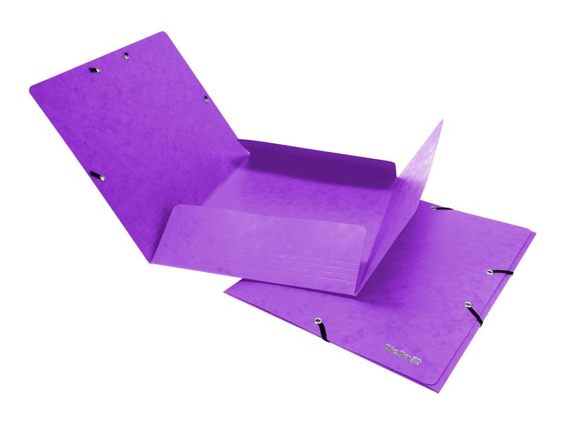 Biella Gummibandmappe A4 Karton, Violett Vertikalmappe mit 3 Klappen