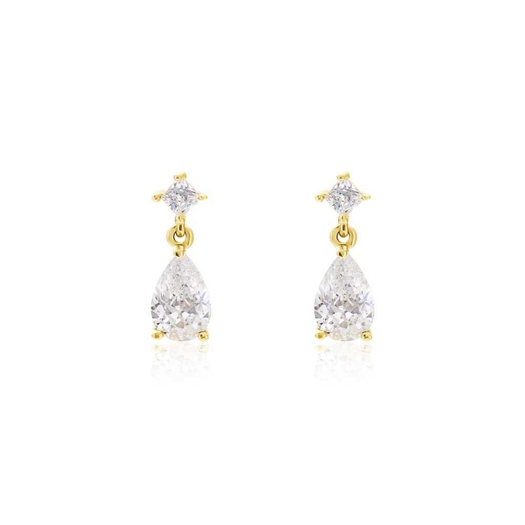 Boucles D'oreilles Pendantes Faas Or Jaune Oxyde De Zirconium