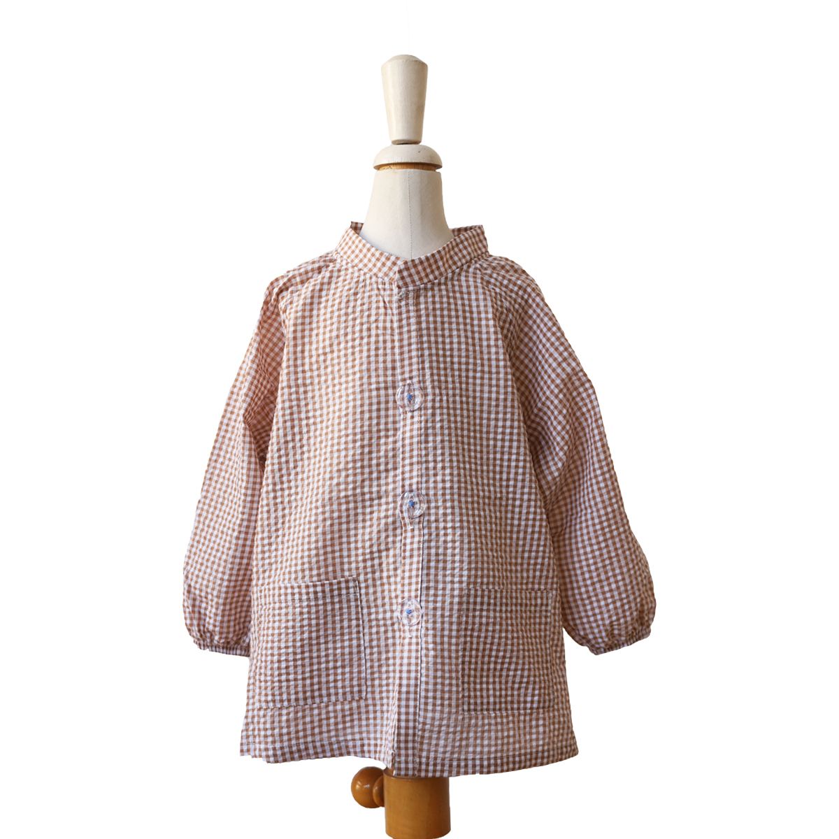 Tablier blouse enfant vichy marron