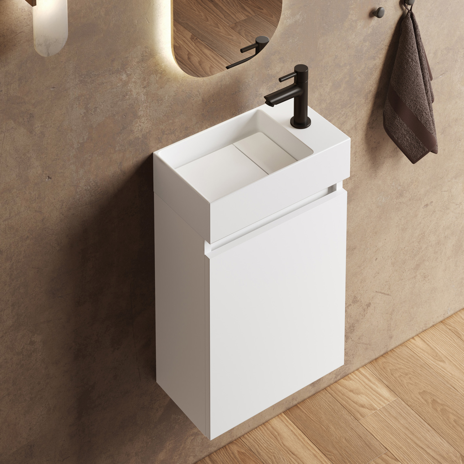 Fontana Itsie toiletmeubel mat wit 40cm met fontein in glans wit