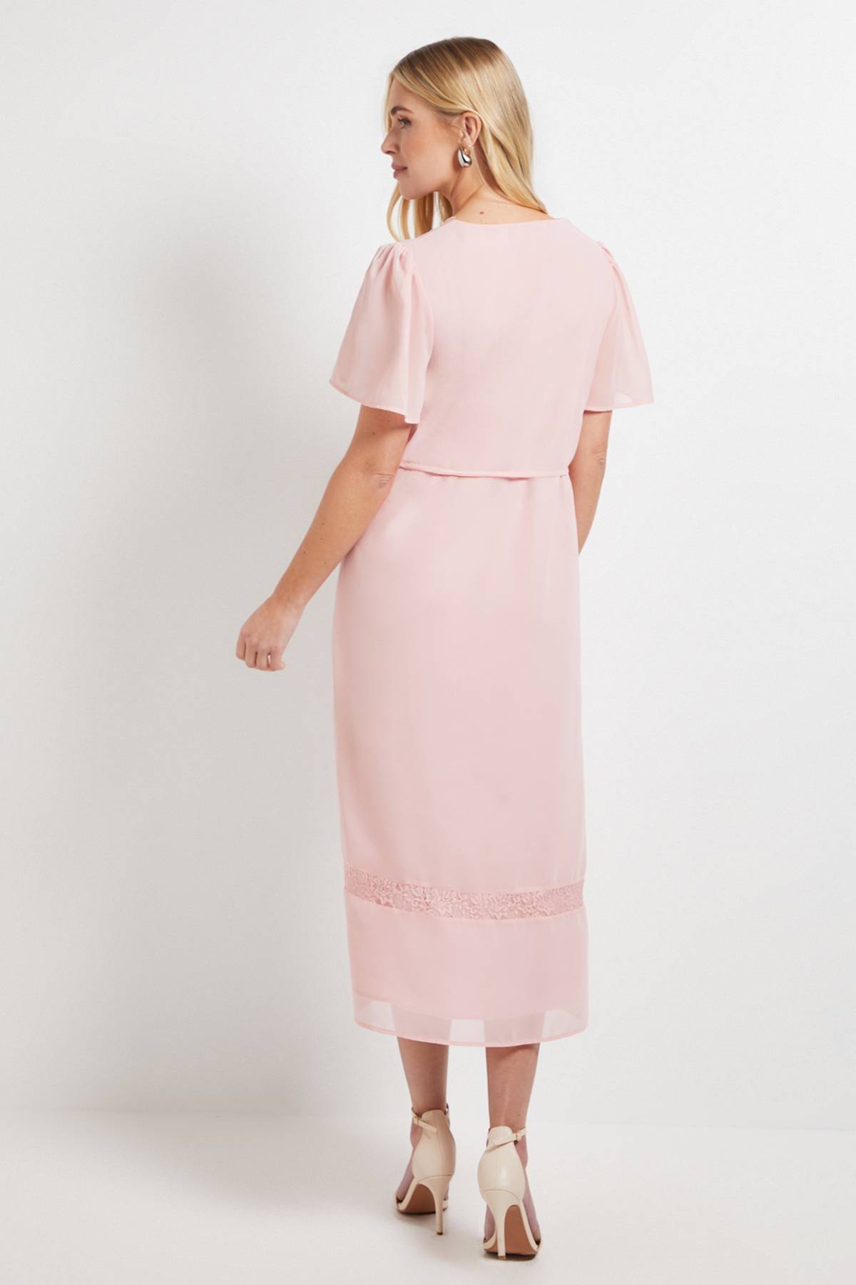 Wallis Robe Midi En Mousseline Petite Avec Insertions En Dentelle