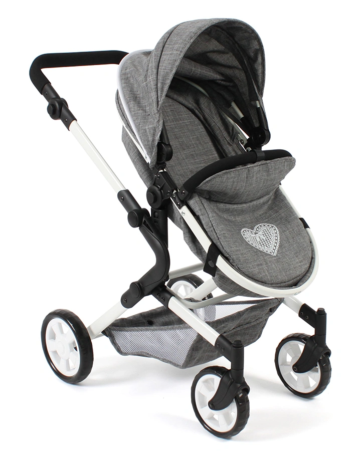 Kombi-Puppenwagen LIA – BIG HEART in jeans grey