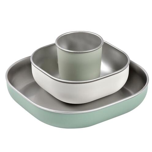 Coffret repas Inox Sage green - BEABA
