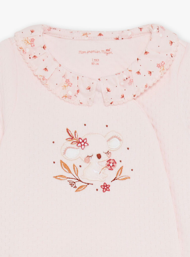Ensemble haut et bas de pyjama en velours rose clair