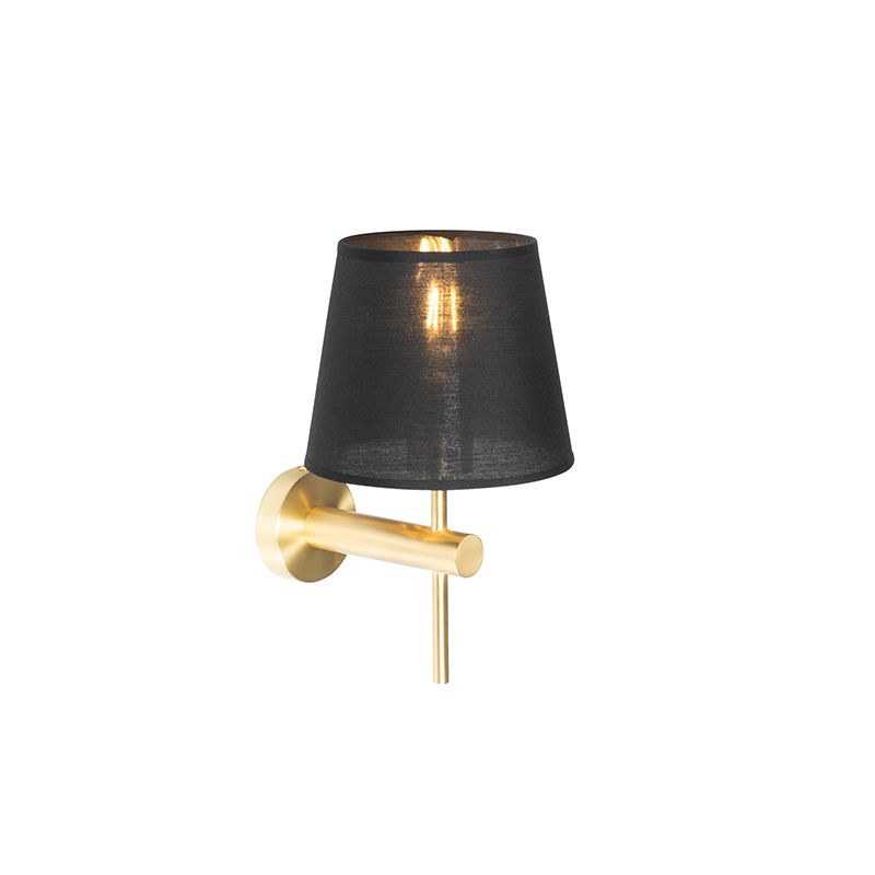 Moderne wandlamp messing met zwart - Pluk