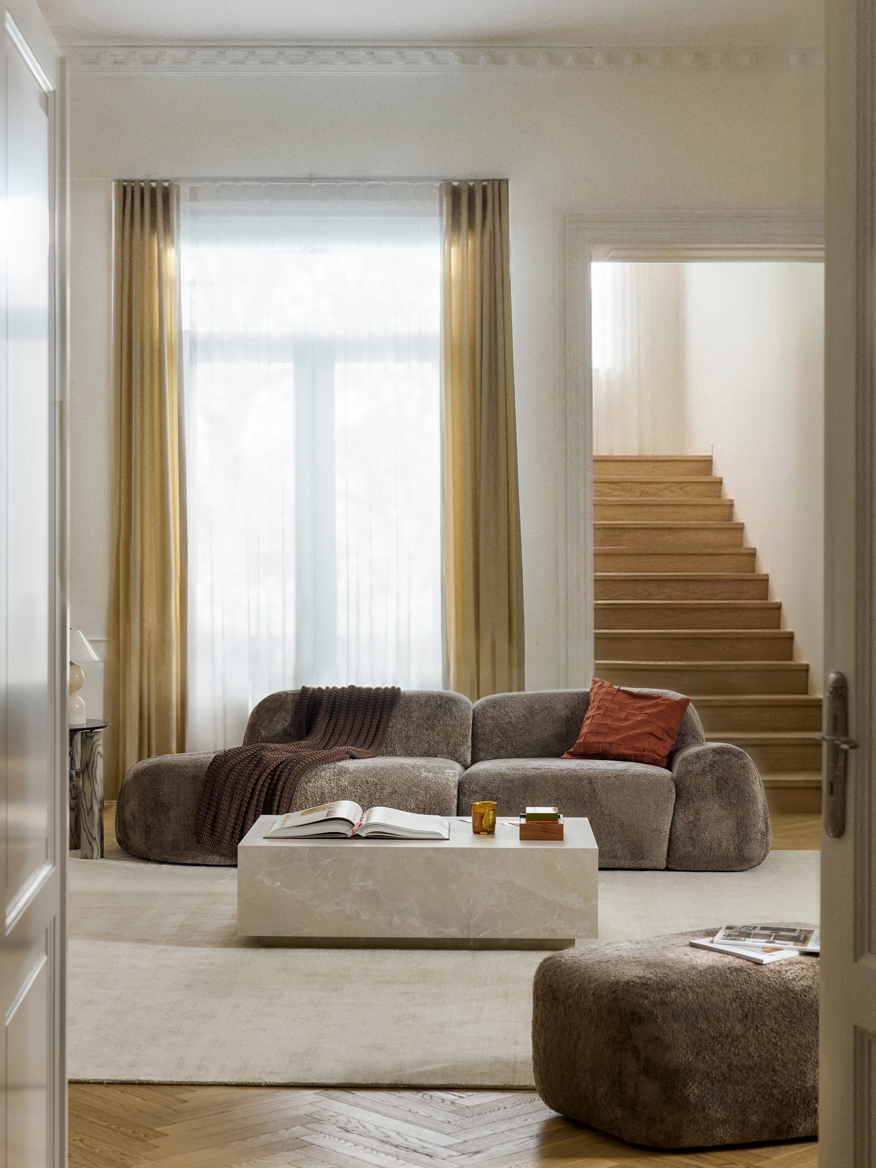 Modulaire teddy bouclé chaise lounge Wolke (3-zits)