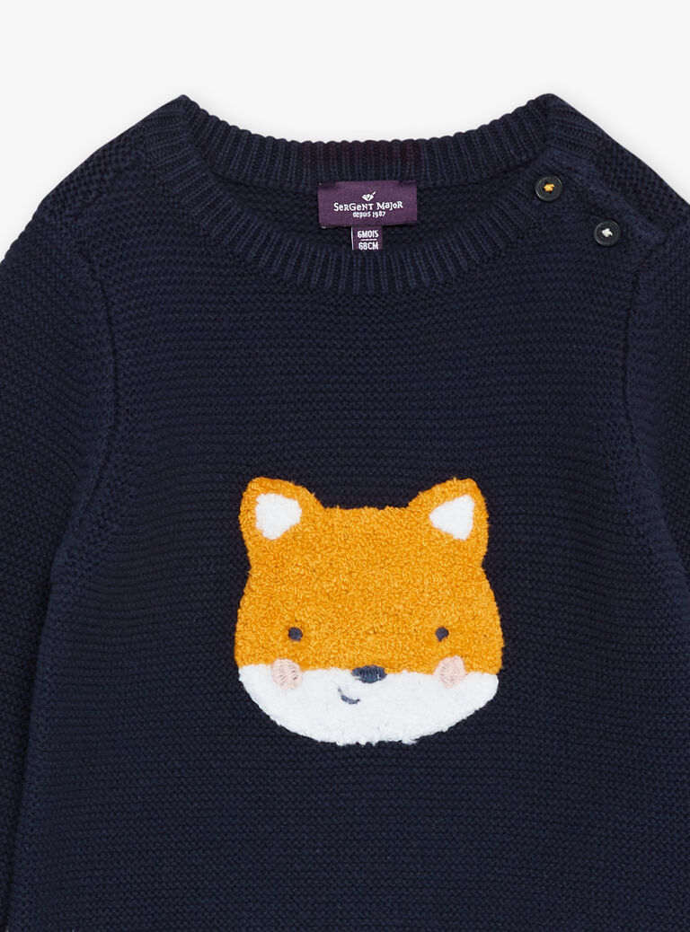 Pull bleu marine en tricot