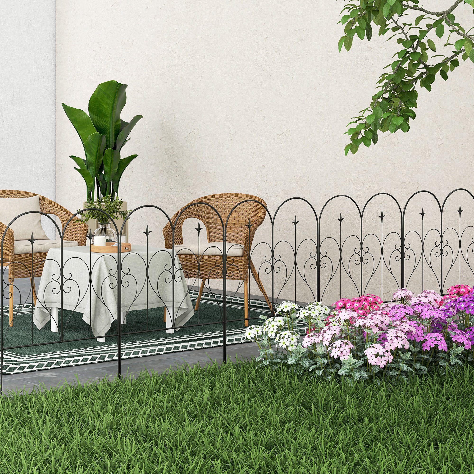 Cercas de jardim pretas Outsunny