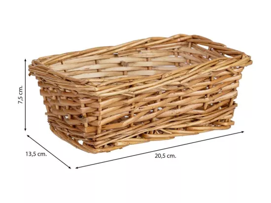Panier rectangulaire en osier marron 20,5x13,5x7,5h cm