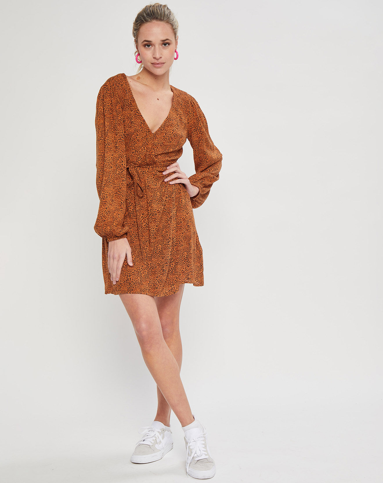 Billabong Robe Mini Spring Romance à imprimé léopard marron