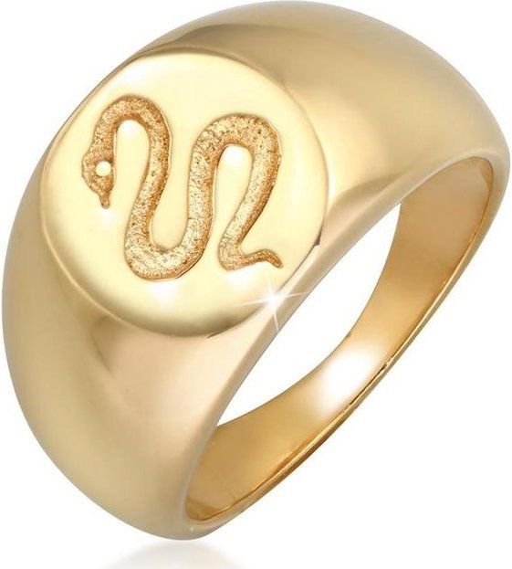 Elli - Zegelring - Geel - 56 mm - 925 Sterling Zilver - Slangenmotief