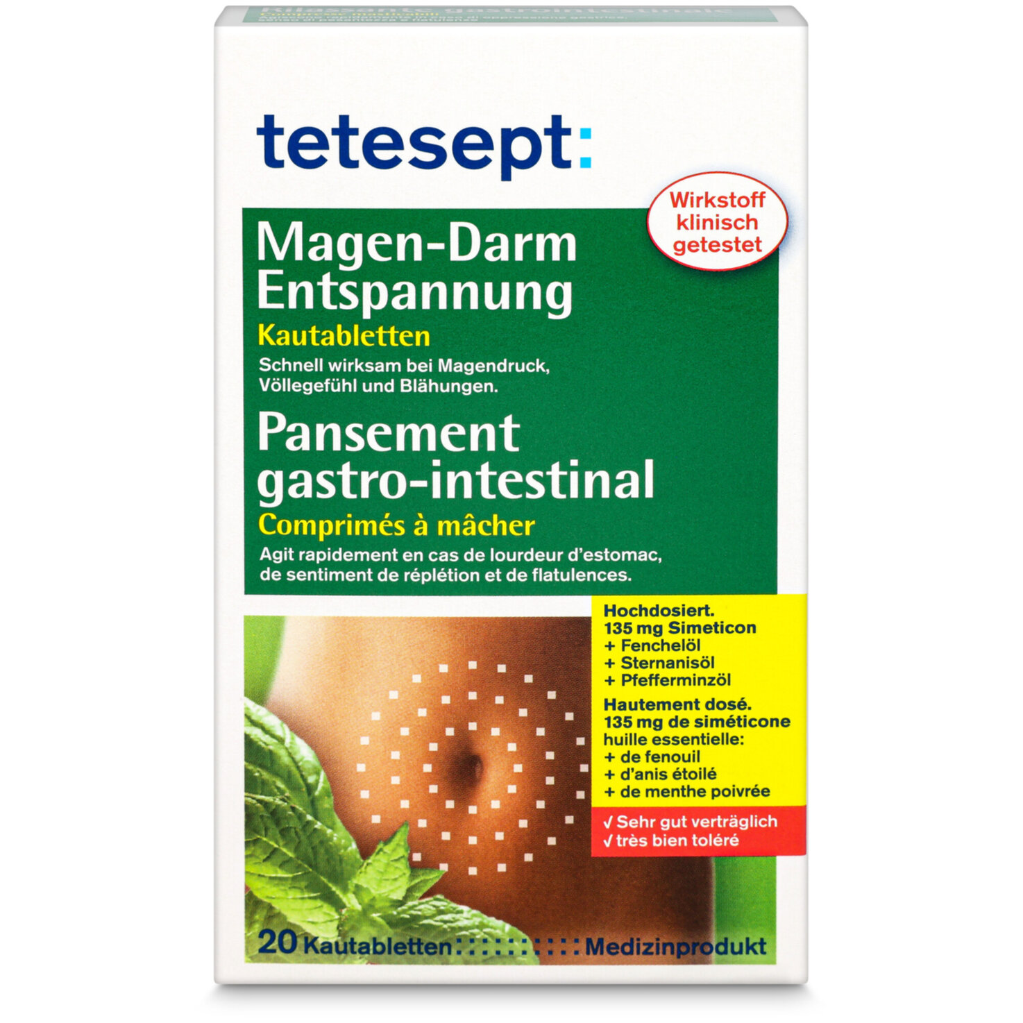 Tetesept Magen-Darm Entspannung Kautabletten 20 Stück