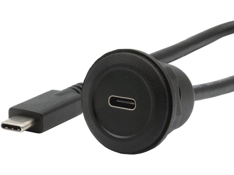 Exsys USB 3.1 Adapter USB-C Stecker - USB-C Buchse Einbau-Adapter USB-C Buchse zu Stecker, USB 3.2 Gen 2, 30 cm