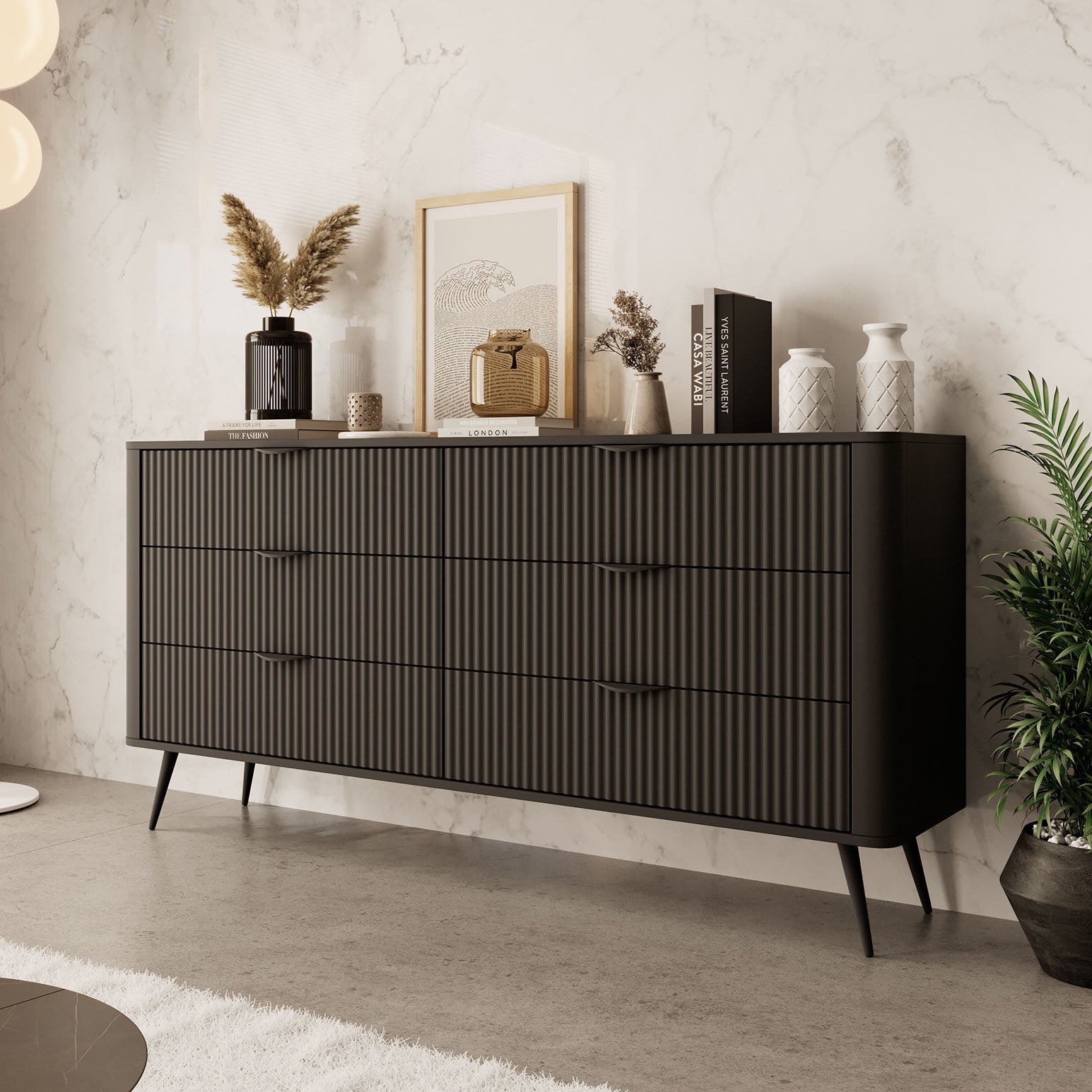 Meubella - Ladekast Lima - Zwart - 163 cm