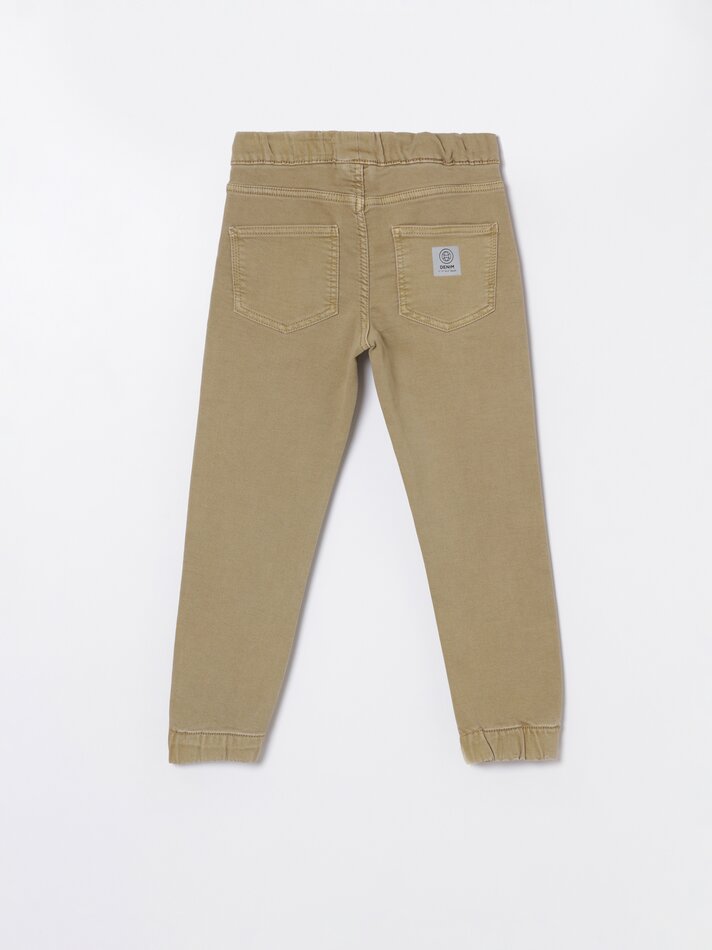 Calça jeans jogger confortável - Camel claro