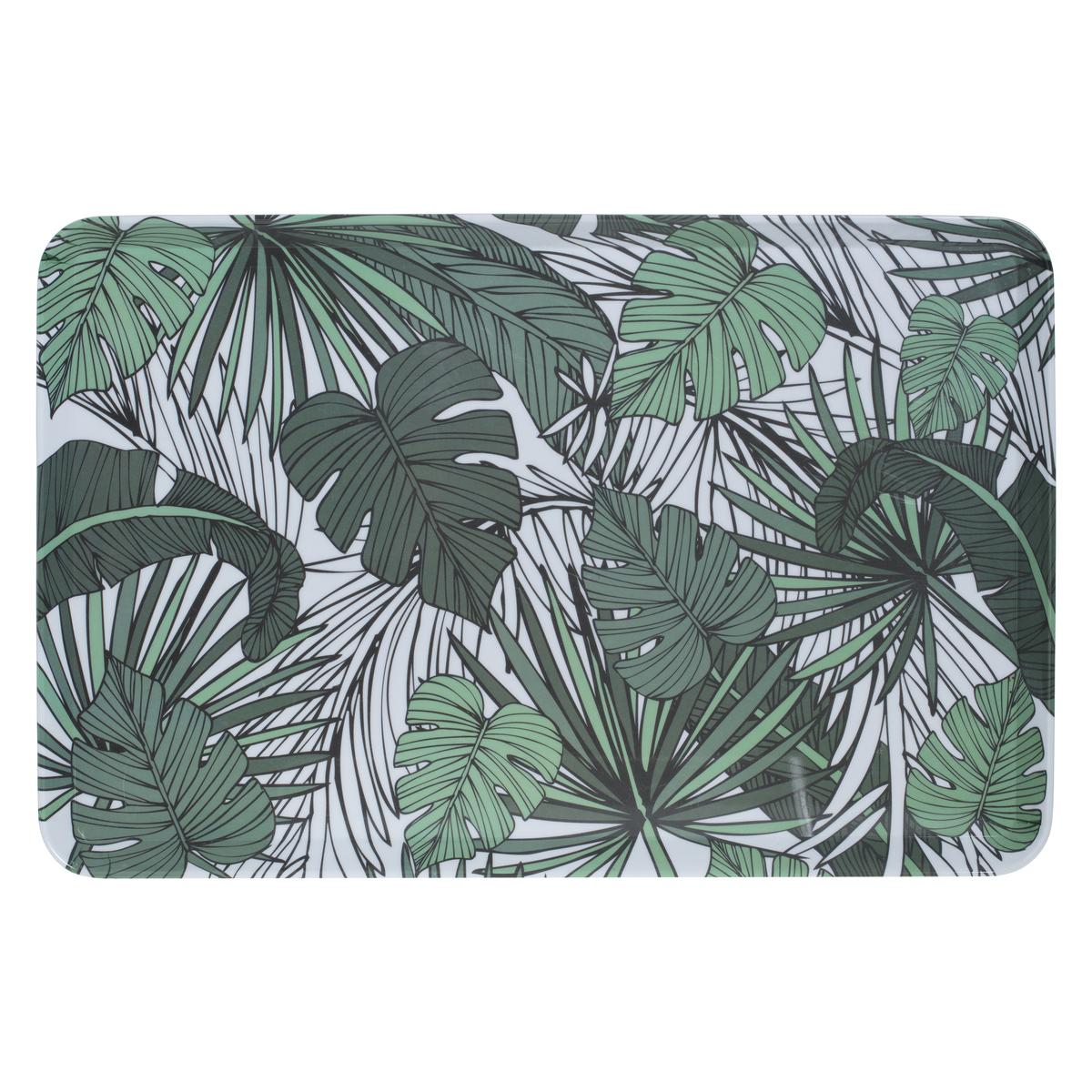 PLATEAU MELAMINE DECOR JUNGLE VEGETAL 45X30CM