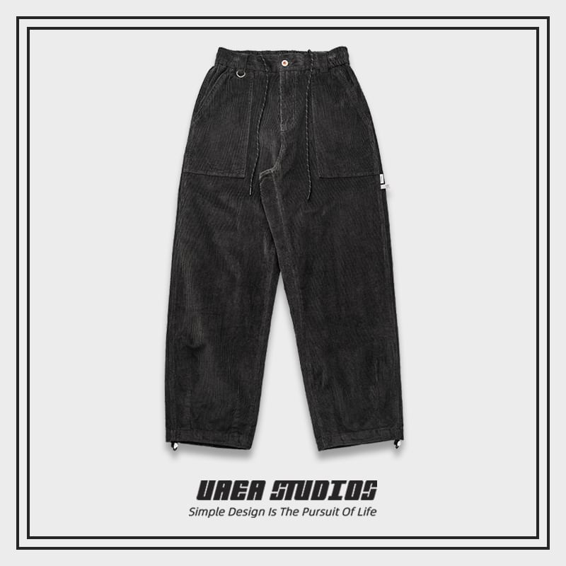 Chuoku - Corduroy broek met trekkoord in de taille, losvallend