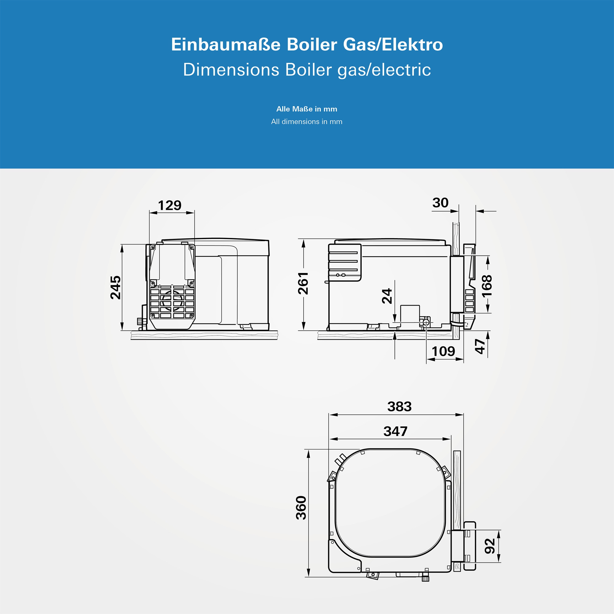 Gas-/Elektro-Boiler BGE10 TB - 3,5 bar - 30 mbar