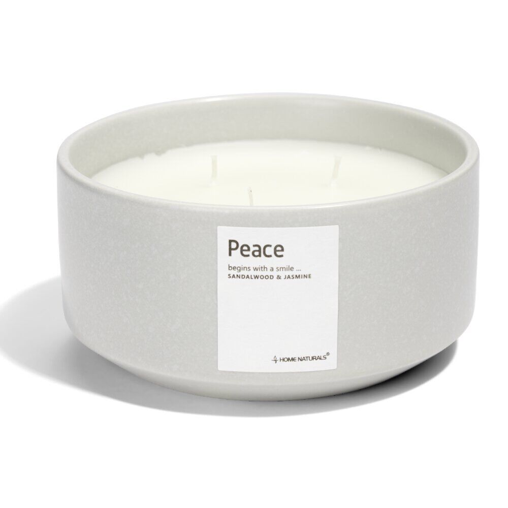 Bougie Peace pot céramique Ø13xH6cm gris