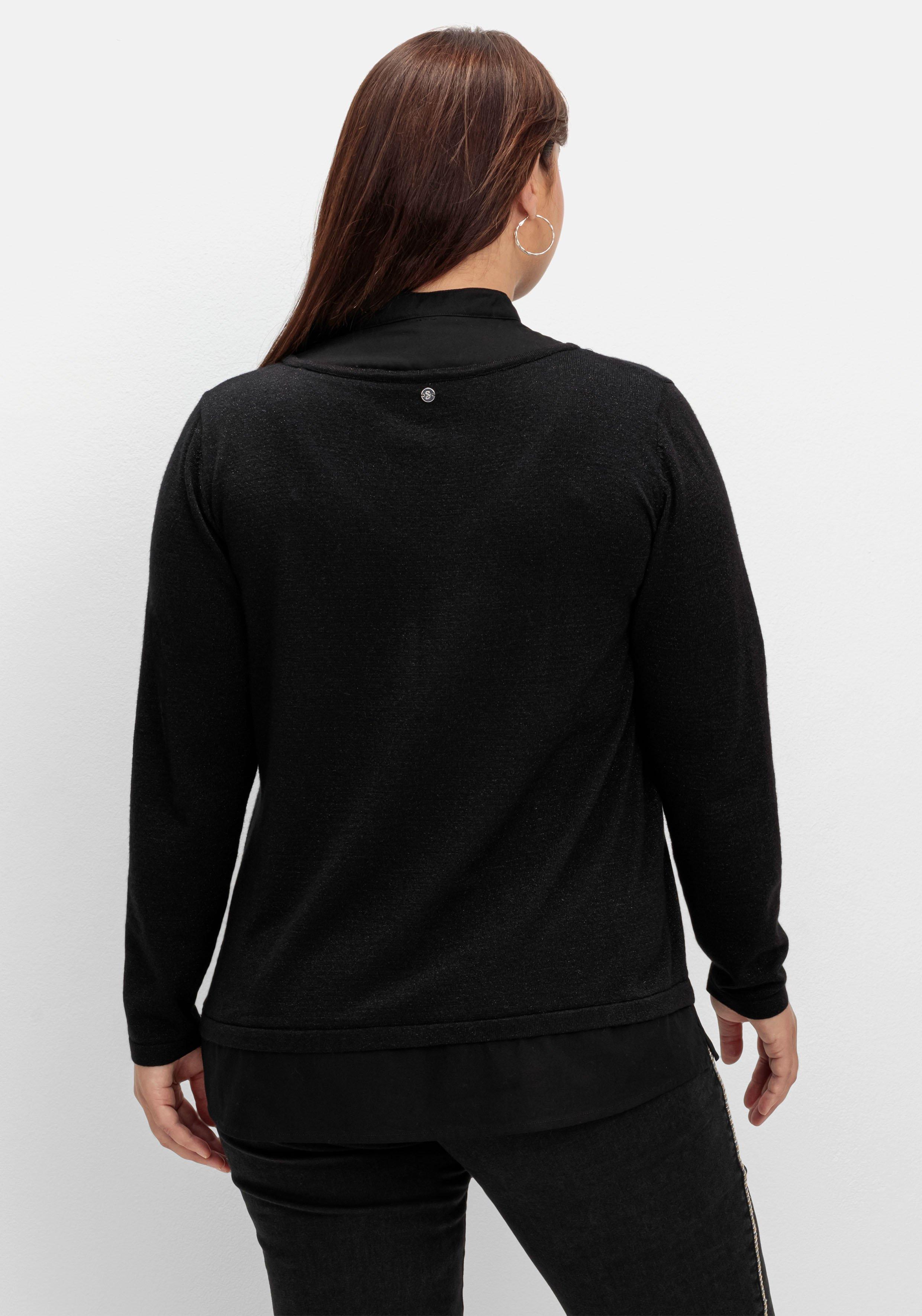 2-in-1-Pullover mit V-Ausschnitt und Glitzergarn