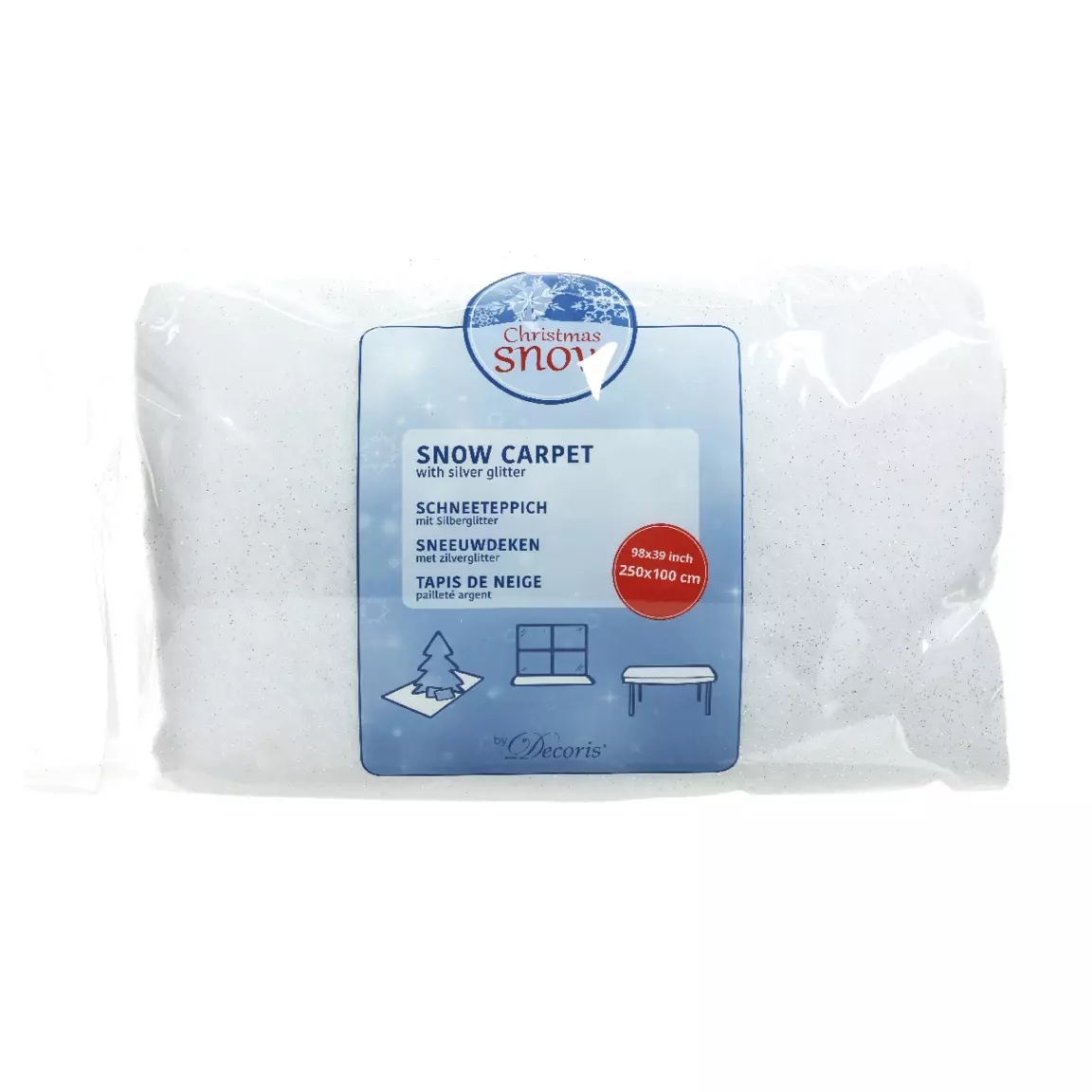 Tapis de neige rectangulaire (250 x 100 cm) Argent pailleté
