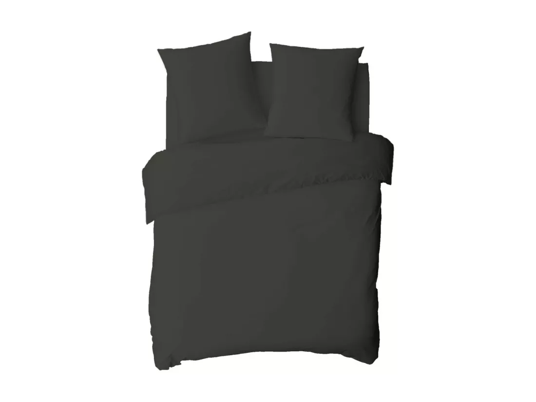 Drap housse uni en coton 57 fils anthracite 180x200cm
