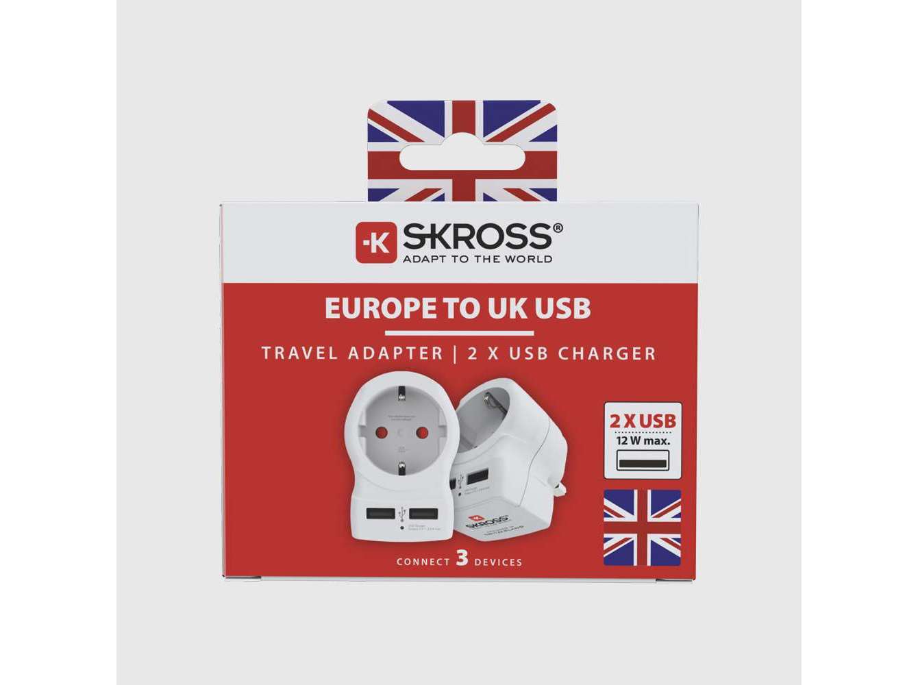 ADAPTADOR SKROSS 1.500280 EUROPE TO UK   2 USB