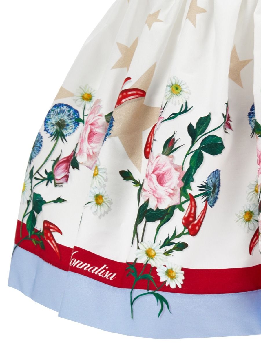 Monnalisa Floral Print Poplin Skirt