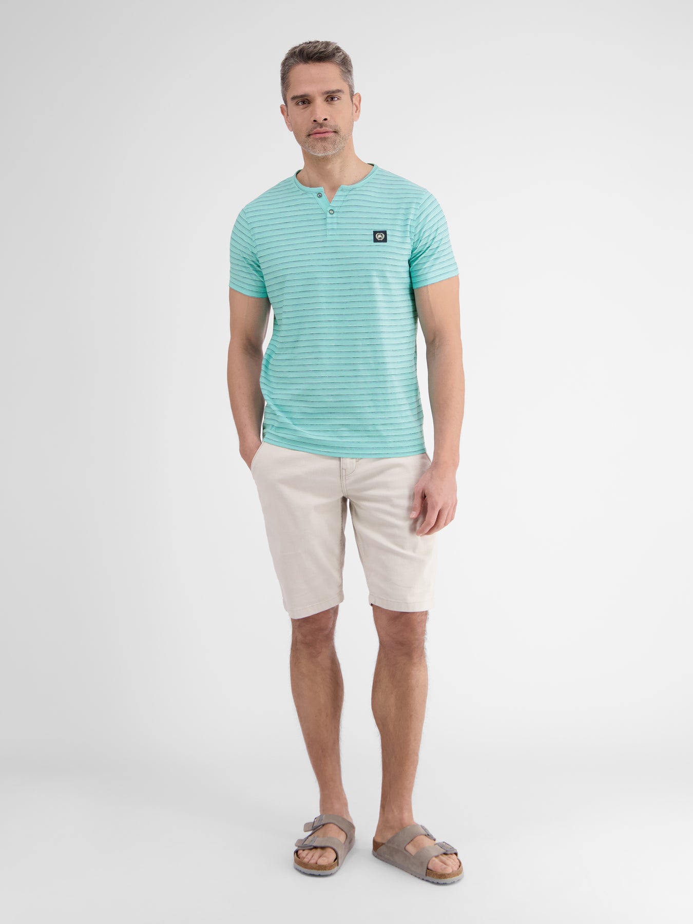Herren Serafino-Shirt, gestreift