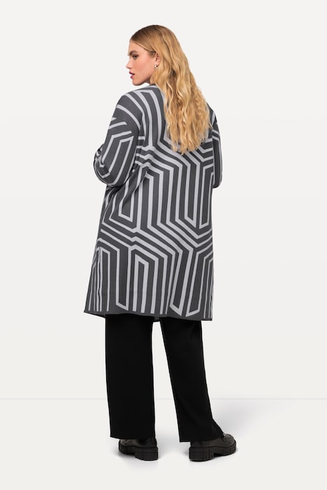Strickjacke, Grafikmuster, V-Aussschnitt, Langarm