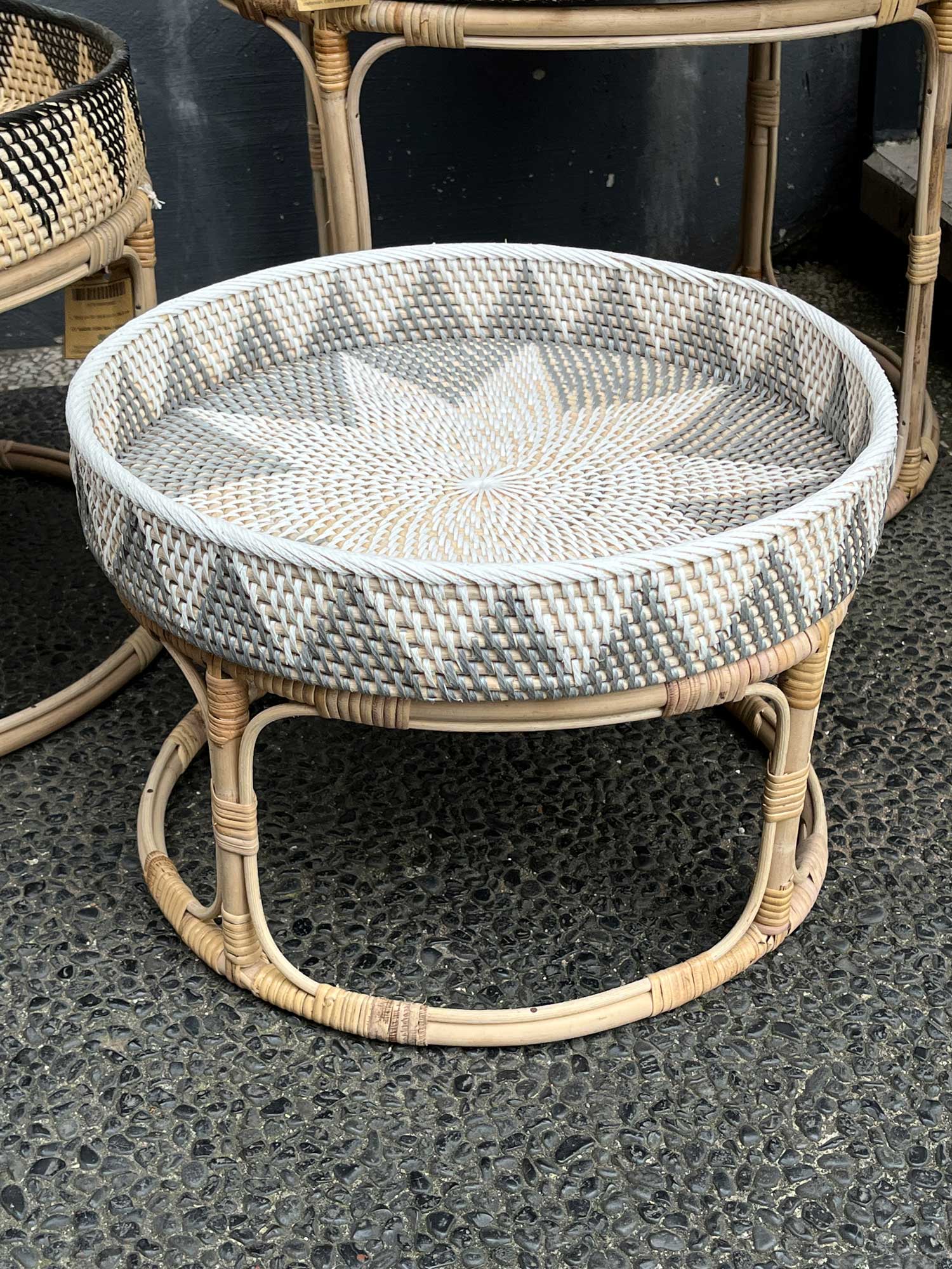 3er-Set Tablett-Tisch 'Lombok' aus Rattan von fischer's lagerhaus