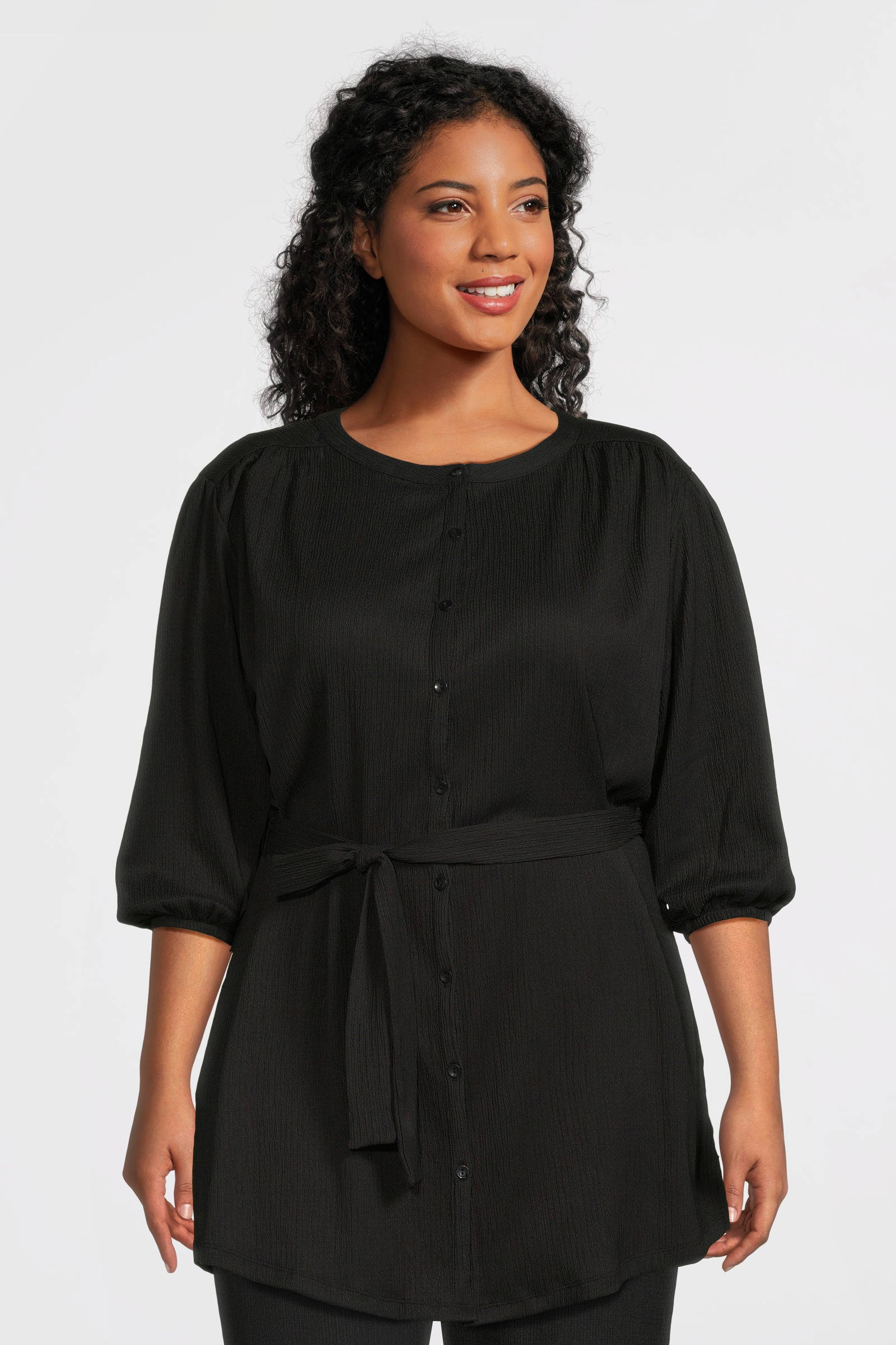GREAT LOOKS Blouse tuniek met ceintuur zwart