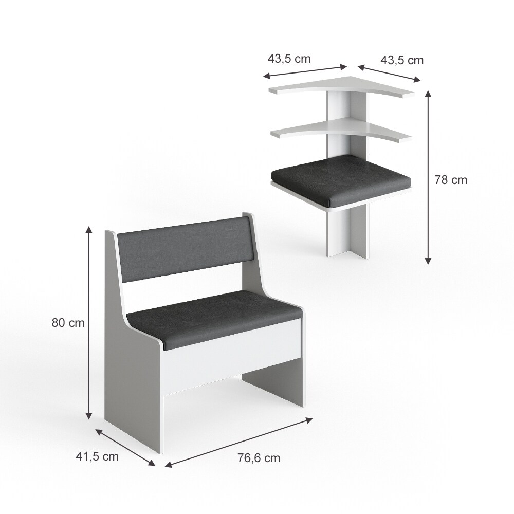 Vicco Eckbankgruppe Roman Weiß 120x120cm Küchenbank Eckbank Sitzgruppe Sitzbank