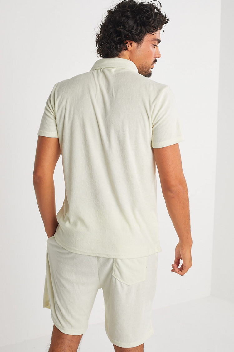 Ensemble 2 pièces polo + short écru en velours