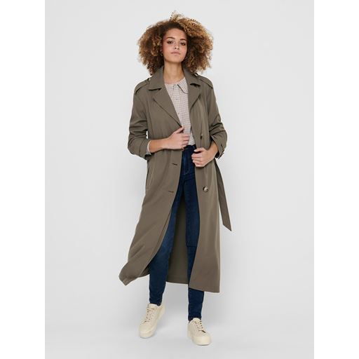 ONLY Line Ekstra Lang Trenchcoat, Walnut, L