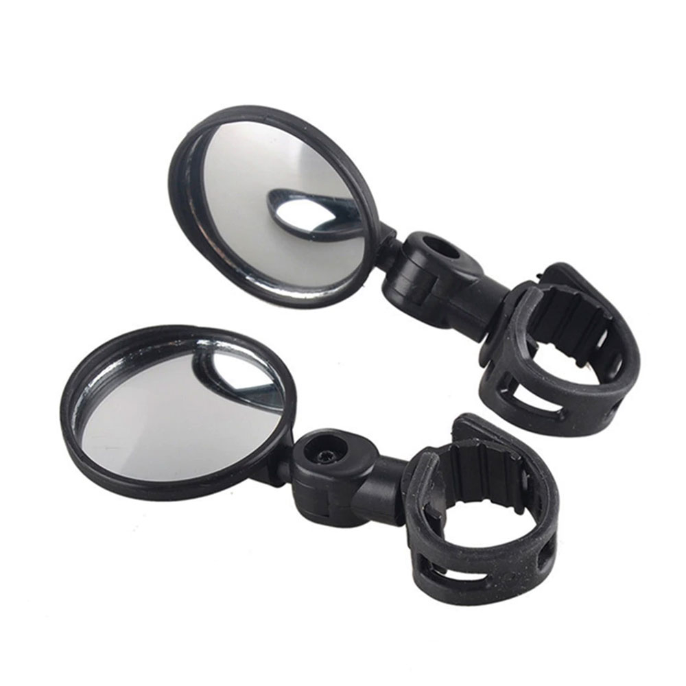 (2er Set) Ø8cm Universal Fahrrad Velo Rückspiegel mit Weitwinkel - Schwarz