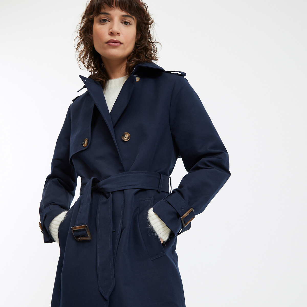 COLEÇÕES LA REDOUTE<br>Trench coat com fechamento de botão duplo