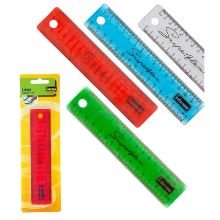 Idena Superflex-Lineal 15 cm biegsam bruchsicher, 4 Stück je 1x gelb, klar, türkis und rot